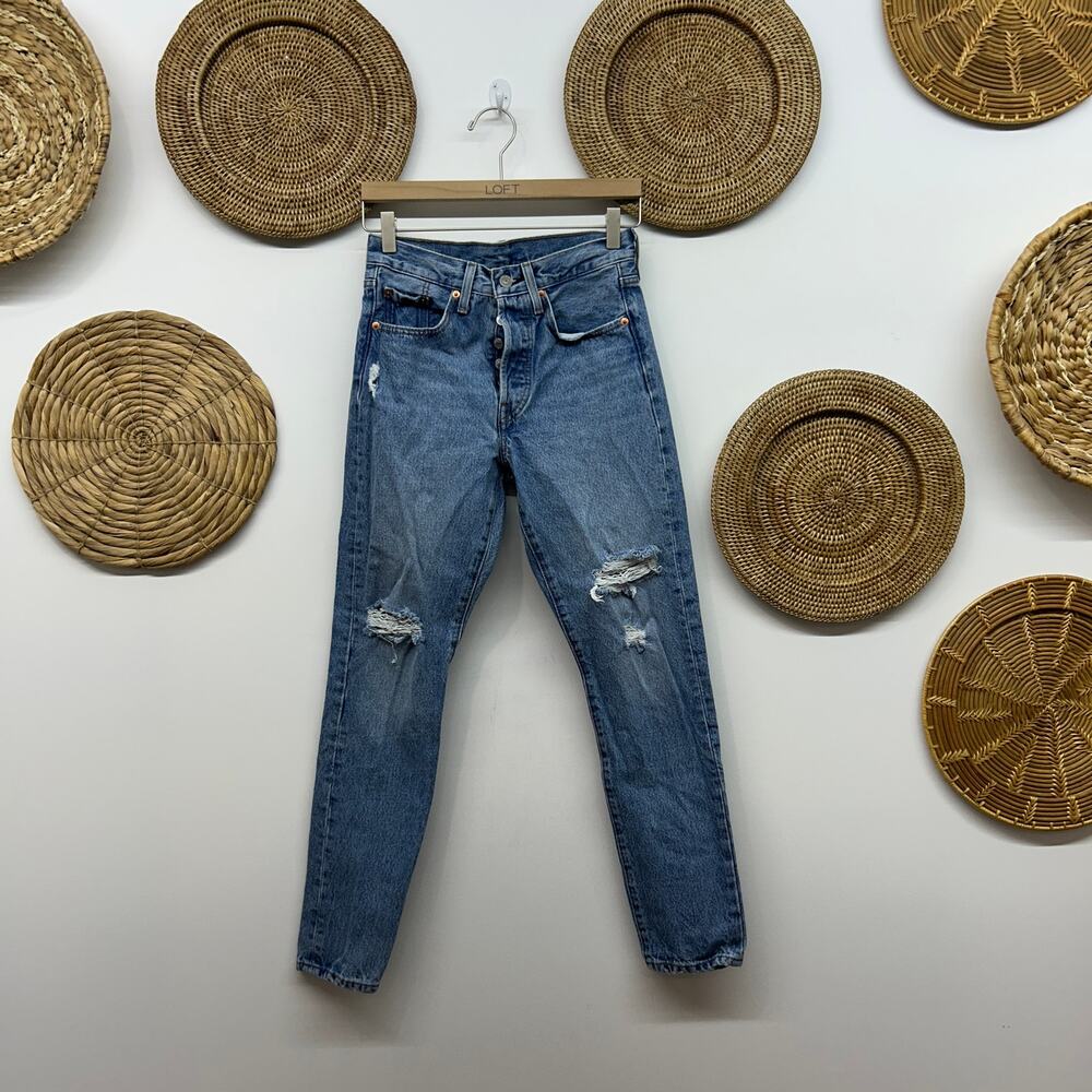 Levi's Distressed Button Fly Jeans Denim 24 x 28 Inseam